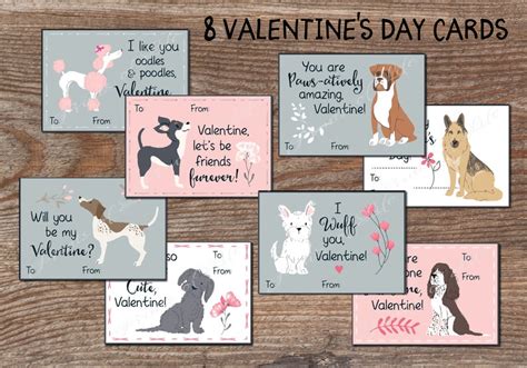 Kids Valentine Cards For School Cute Dog Valentines Day Tags Etsy