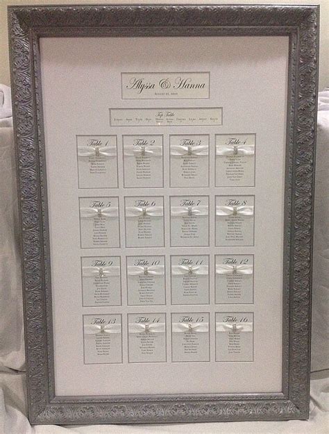 Wedding Table Seating Chart Baroque Frame Style Silver Lilac And