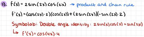 Can Someone Explain To Me Why Solving This Derivative Without Using The Double Angle Identity