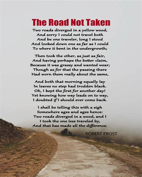 The Road Not Taken Poem By Robert Frost Motivational Poster Etsy Ireland
