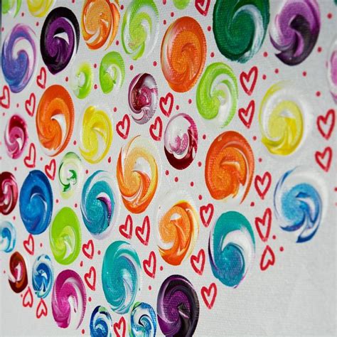 Coeur Peinture Cœur Abstrait Art Contemporain Coloré Grand Mur Etsy