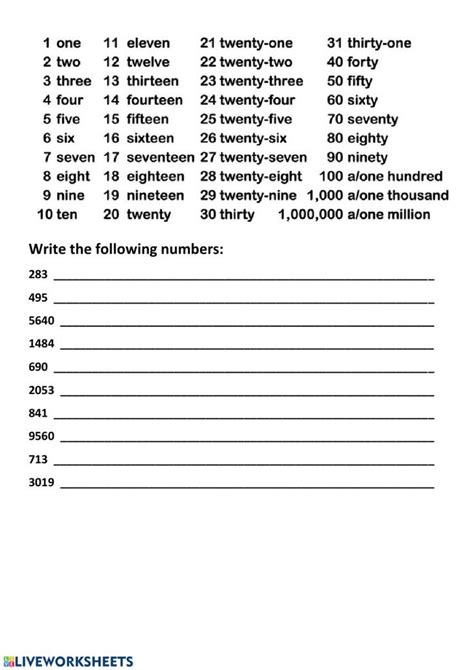 Big Numbers English Worksheets For Kids Worksheets Number Worksheets