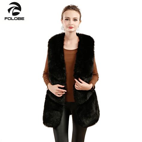 Folobe New Women Import Faux Fur Vest Coat Warm Fur Vest Coat High Grade Faux Furs Vest Womens