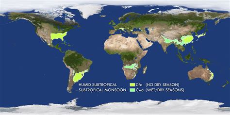 Map Of Humid Subtropical Climate Zones Earth Earth Texture Earth Images