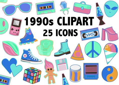 1990s Clipart Retro Neon Colors 90s Toys Fashion 90s Etsy Clip