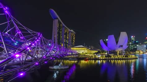 Beautiful Time Lapse Of Singapore Night Skyline 4k Motion Timelapse