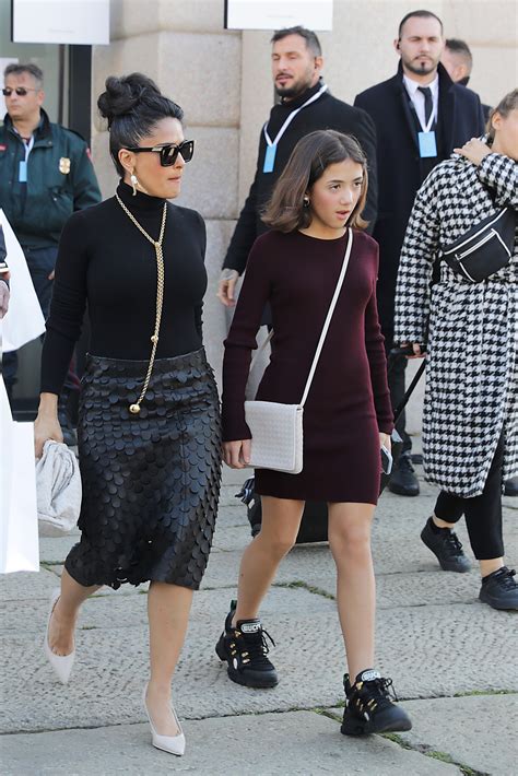 Salma Hayek Brings Her 11 Year Old Daughter To Milan Fashion Week