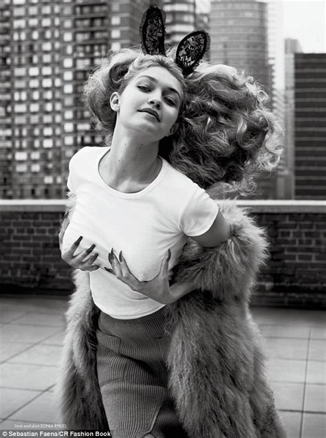 Gigi Hadid Braless In White T Shirt For CR Fashion Book Shoot Daily