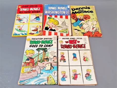 Lot Of 5 Vintage Dennis The Menace Comic Books Hallden Fawcett Vintage