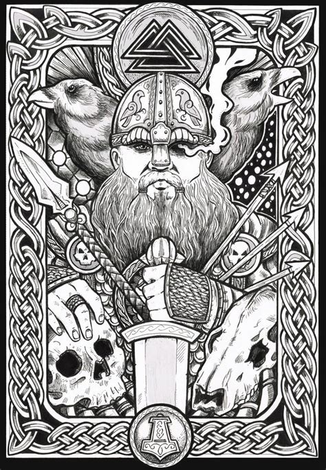 Viking Art Odin Fantasy Art Print Etsy Viking Tattoo Sleeve Norse