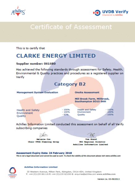 Clarke Energy Passes Achilles Audit