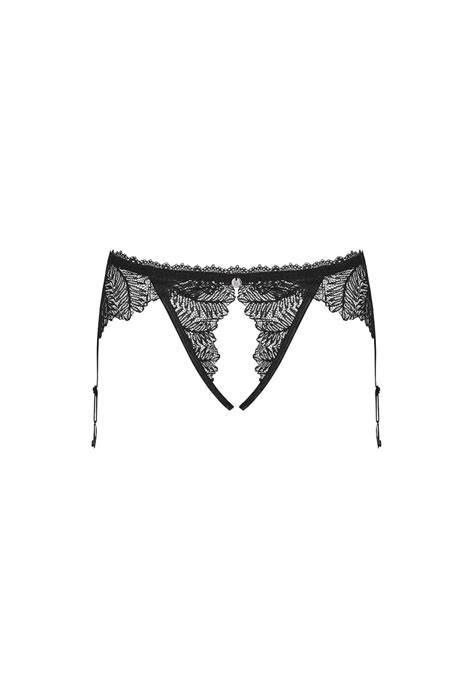 Romanesa Black Crotchless Panties Garter Belt For Stockings Etsy 日本