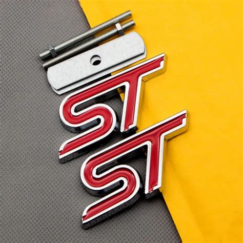 Chrome Red Metal St Grille Emblem Logo Rear Trunk Lid Sport Badge Car