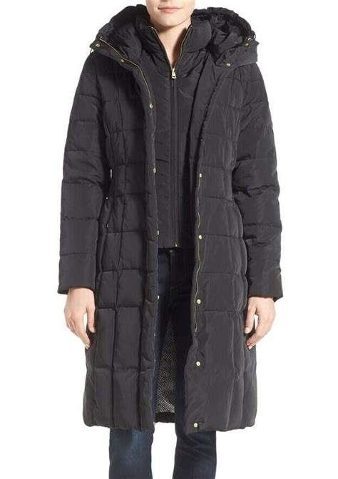 Cole Haan Signature 164771 Womens Hooded Down Coat Solid Black Sz