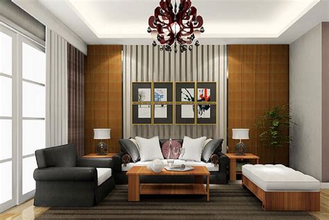 Nice Living Room With Striped Walls