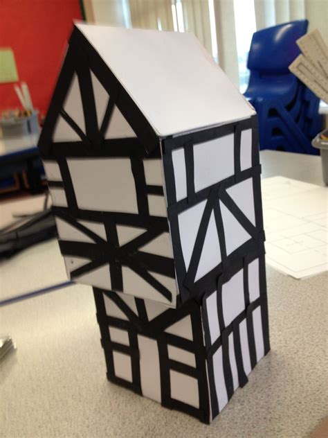 Tudor House In Year 4 Made With 3d Shape Nets And Symmetrical Patterns