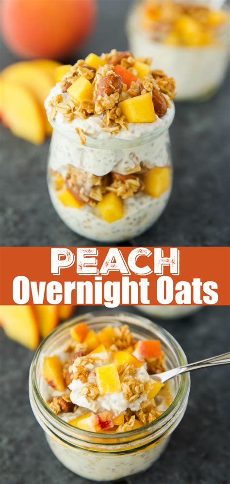 Another overnight oatmeal flavor you need to try is this berry chia overnight oats. Peach Overnight Oats - A Pumpkin And A Princess