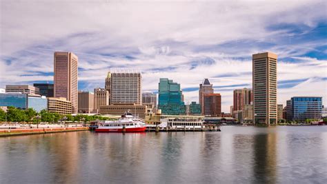 Baltimore Skyline From The Dock In Maryland Image Free Stock Photo