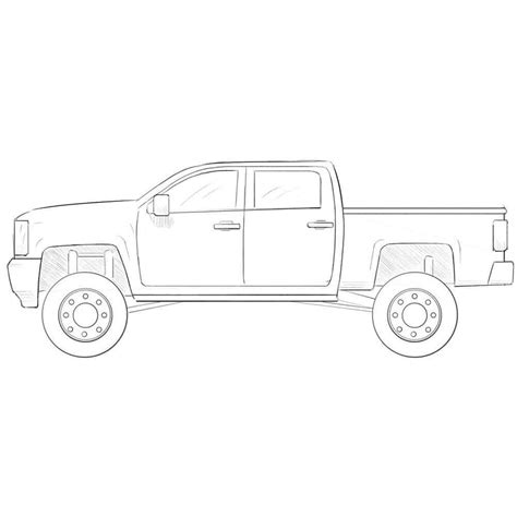 Lifted Truck Drawings Outline