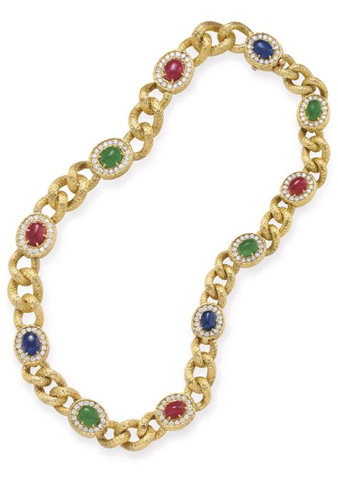 A Diamond Ruby Sapphire Emerald And Gold Necklace By Van Cleef