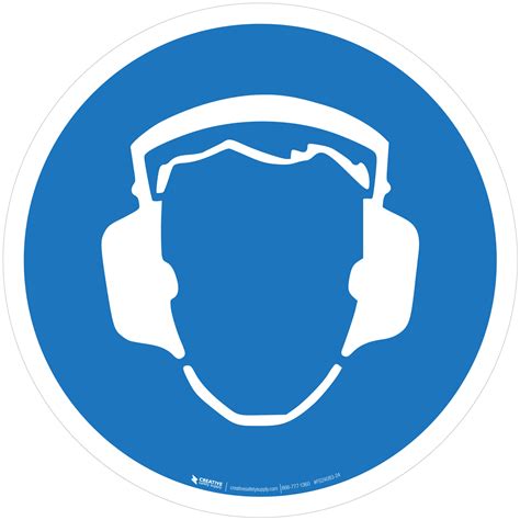 Wear Ear Protection Mandatory Iso Floor Sign Creative Safety Supply