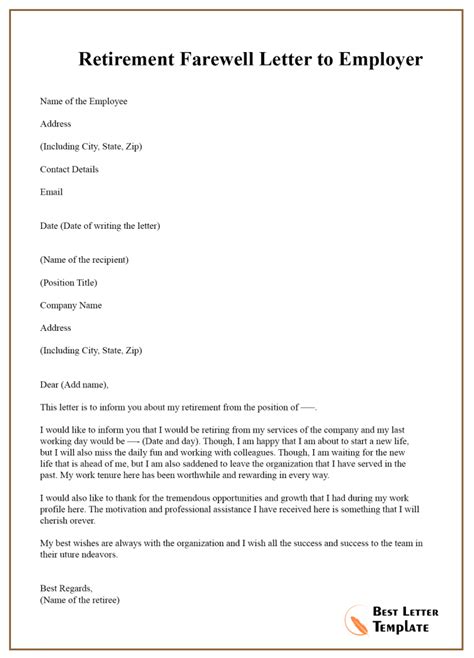 2540+ letter templates in pdf. Retirement Farewell Letter Template - Format, Sample & Example