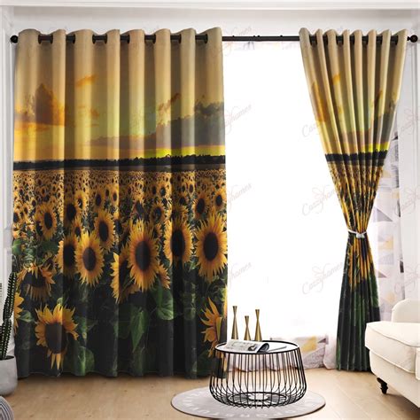 Gorgeous Sunflower And Sunset Blackout Thermal Grommet Window Curtains
