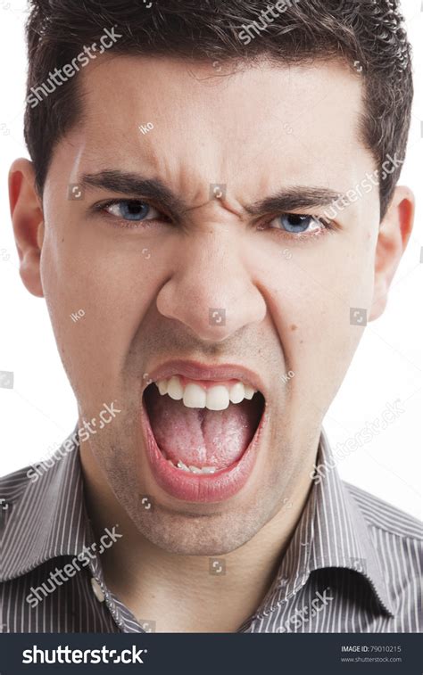 Portrait Angry Young Man Yelling Isolated Stock Photo 79010215