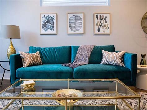 Decorating your living room can be a daunting task. In love with this teal couch! #HomeAway #Chicago #Vacation ...