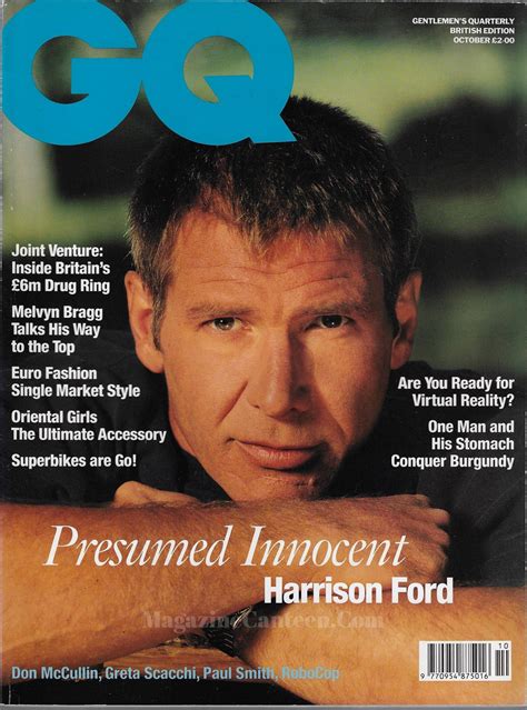Gq Magazine October 1990 Harrison Ford Magazine Canteen