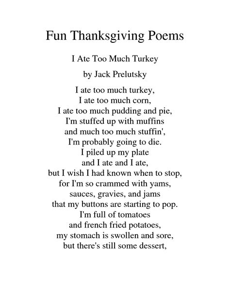 I Ate Too Much Turkey Poem Thanksgiving Poems Thanksgiving Fun