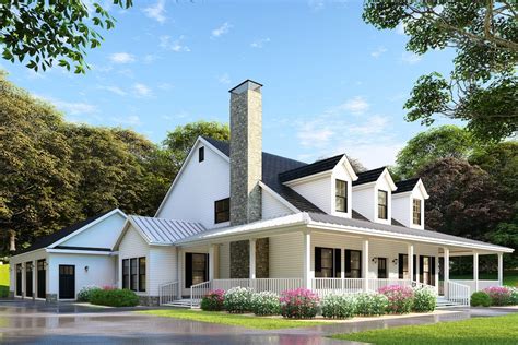 4 Bedroom Country Farmhouse Plan With 3 Car Garage 2180 Sq Ft