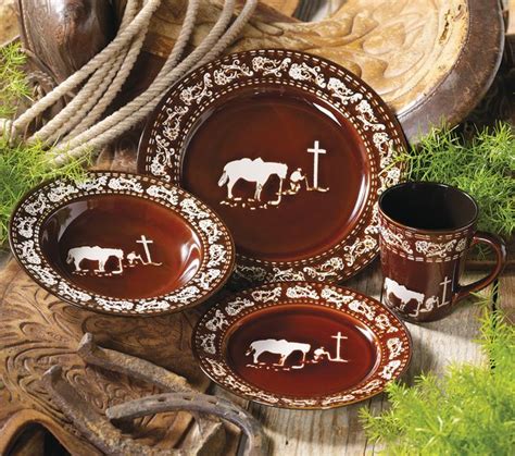 Praying Cowboy Dinnerware Set 16 Pcs Have These They Are Beatiful