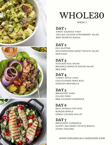 Whole30 Meal Plan Week 1 Organically Addison Whole 30 Meal Plan
