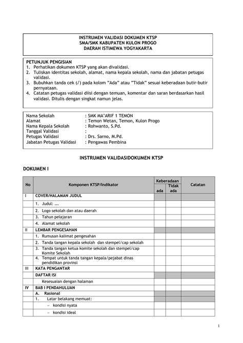 Validasi Ktsp Kurikulum 2013 Silabus Paud