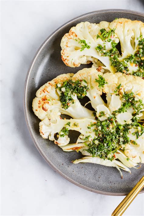 Roasted Cauliflower Steaks With Chimichurri Sauce Recipe Roasted