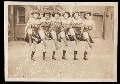 Wild Sex Show Girls Nude Leg Kick Dance Lineup ~ 1910s Vintage Photo