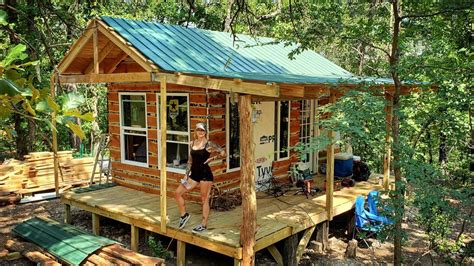 Finishing The Roof On The Off Grid Tiny House Cabin Youtube