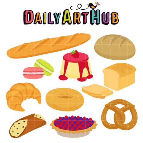 Breads And Pastries Clip Art Set Daily Art Hub Graphics Alphabets