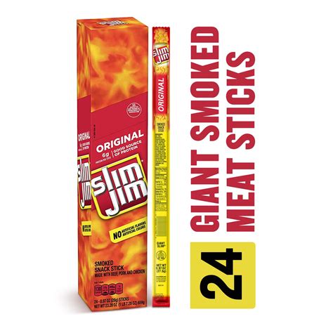 Slim Jim Giant Smoked Meat Stick Original Flavor 97 Oz 24 Count Ebay