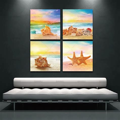 Canvas Paintings Wall Art For Home Decorations 4 Piece Modern Seascape
