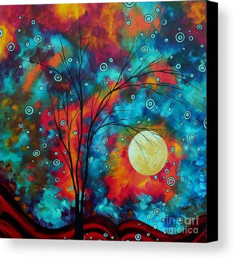 Huge Colorful Abstract Landscape Art Circles Tree Original Painting