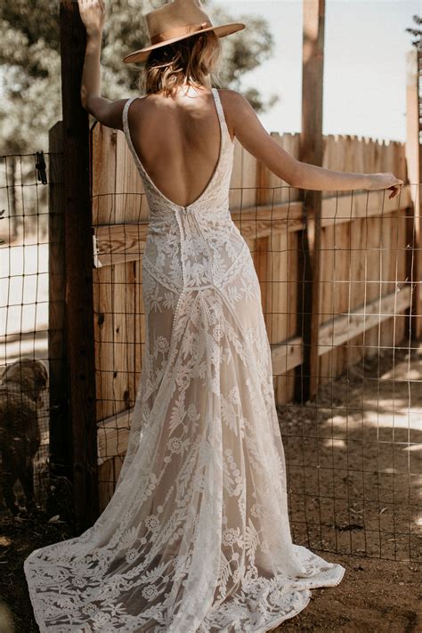 Stella Lace Bohemian Wedding Dress Dreamers And Lovers