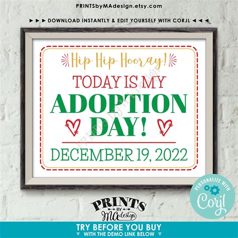 Adoption Day Sign Today Is Myour Adoption Day Photo Prop Printable
