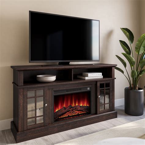 BELLEZE 58" TV Stand with 23" Electric Fireplace, Fireplace TV Console
