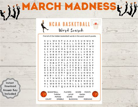 March Madness Word Search Game Basketball Party Game L Etsy