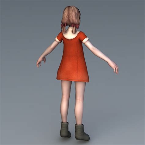 Red Dress Girl 3d Model 3ds Max Files Free Download Modeling 40282 On