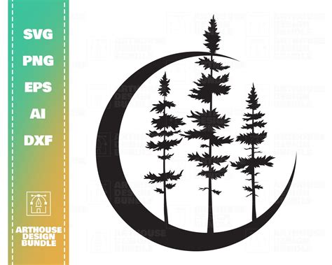 Moon And Trees Svg Moon Svg Trees Svg Forest Svg Camping Etsy Uk