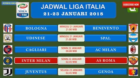 Skor langsung, jadwal pertandingan, peringkat serie a 2020/2021. Jadwal Serie A Liga Italia 21-23 Januari 2018 - YouTube