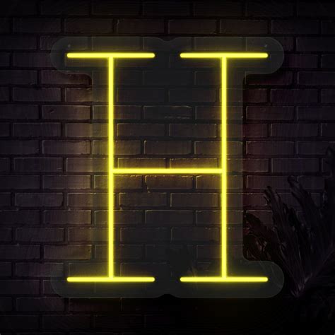 Personalized Initial Letter H Neon Sign Sketch And Etch